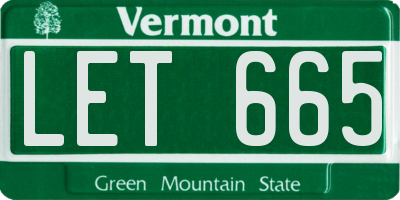 VT license plate LET665