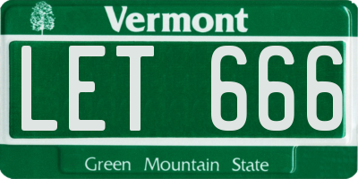 VT license plate LET666