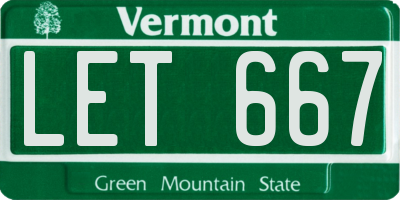 VT license plate LET667
