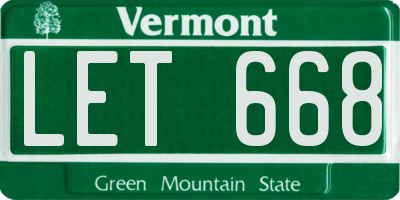 VT license plate LET668
