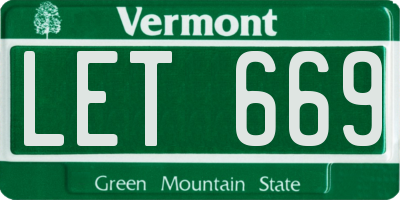 VT license plate LET669