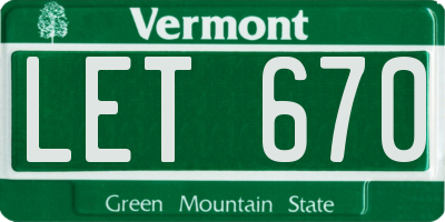 VT license plate LET670