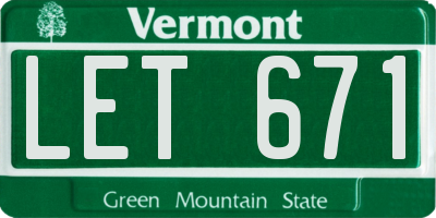 VT license plate LET671