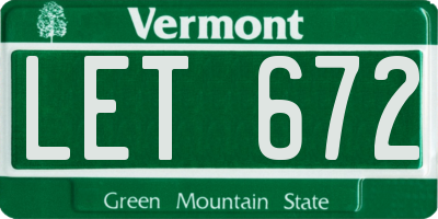 VT license plate LET672