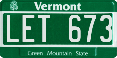 VT license plate LET673