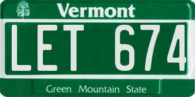 VT license plate LET674