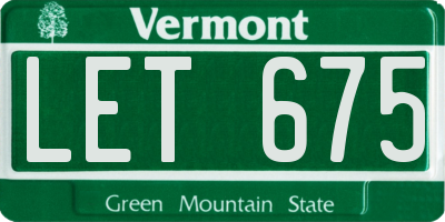 VT license plate LET675