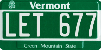 VT license plate LET677