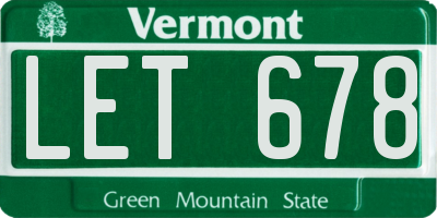VT license plate LET678