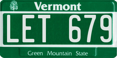 VT license plate LET679