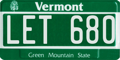 VT license plate LET680
