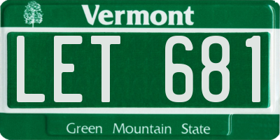 VT license plate LET681
