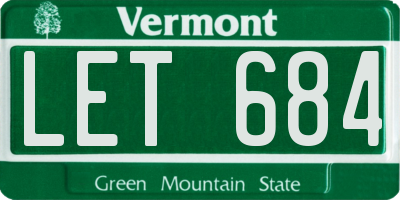 VT license plate LET684