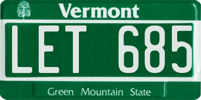 VT license plate LET685