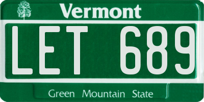 VT license plate LET689