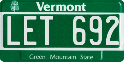 VT license plate LET692