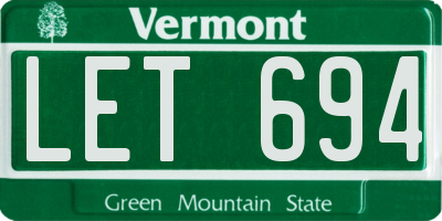 VT license plate LET694