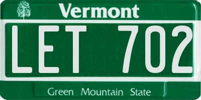 VT license plate LET702