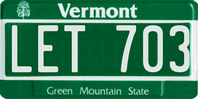 VT license plate LET703