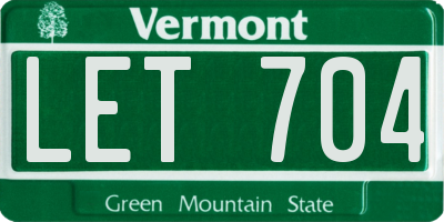VT license plate LET704