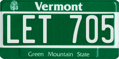 VT license plate LET705