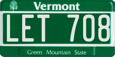 VT license plate LET708