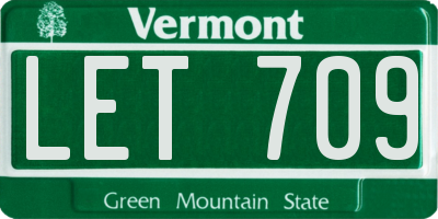 VT license plate LET709