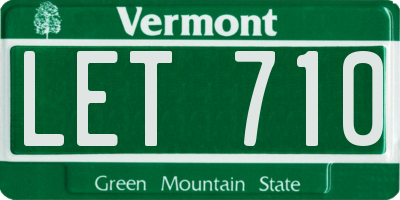 VT license plate LET710