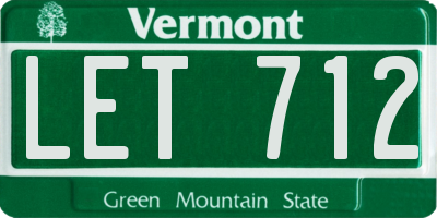 VT license plate LET712