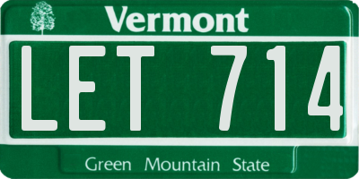 VT license plate LET714