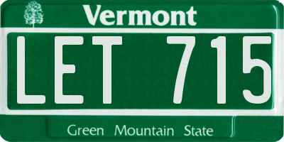 VT license plate LET715
