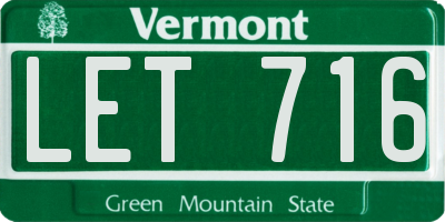 VT license plate LET716