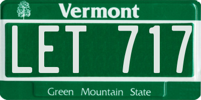 VT license plate LET717