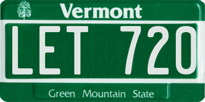 VT license plate LET720