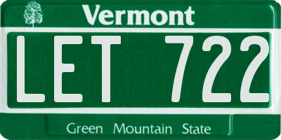 VT license plate LET722
