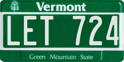 VT license plate LET724