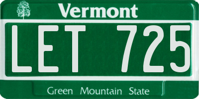 VT license plate LET725