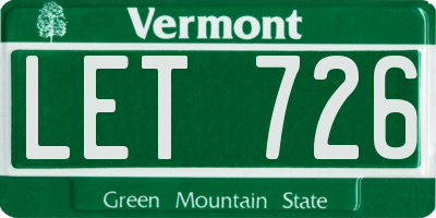 VT license plate LET726