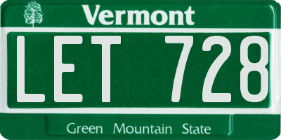 VT license plate LET728