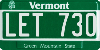 VT license plate LET730