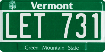 VT license plate LET731