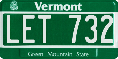 VT license plate LET732