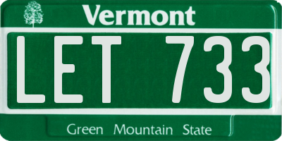 VT license plate LET733