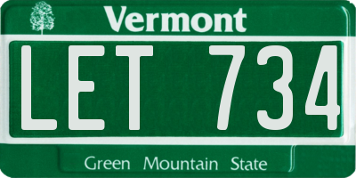 VT license plate LET734