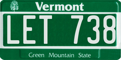 VT license plate LET738