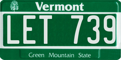 VT license plate LET739