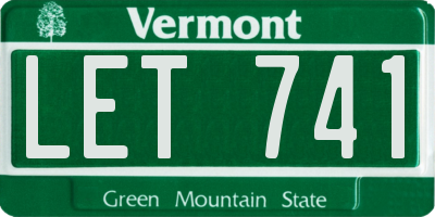 VT license plate LET741