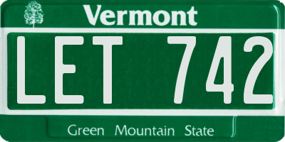 VT license plate LET742