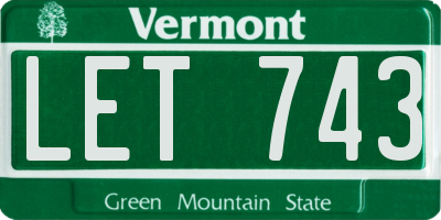 VT license plate LET743