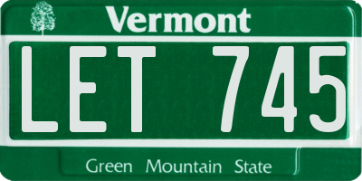 VT license plate LET745